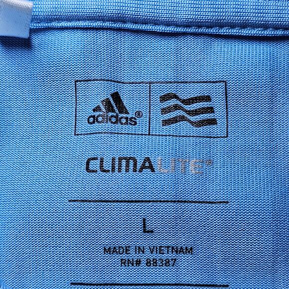 ADIDAS GOLF POLO CLIMALITE Light Blue Striped Mens Large Baker National Golfing - Picture 2 of 13